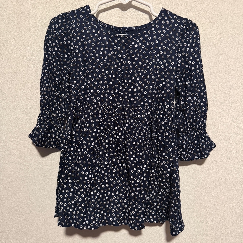 GAP Dark Blue Kids Dress with White Floral Pattern
